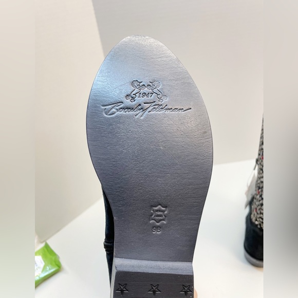 Beverly Feldman Western Boots Black Suede Leather Rhinestone Multi-Color Size 9 - Picture 12 of 14